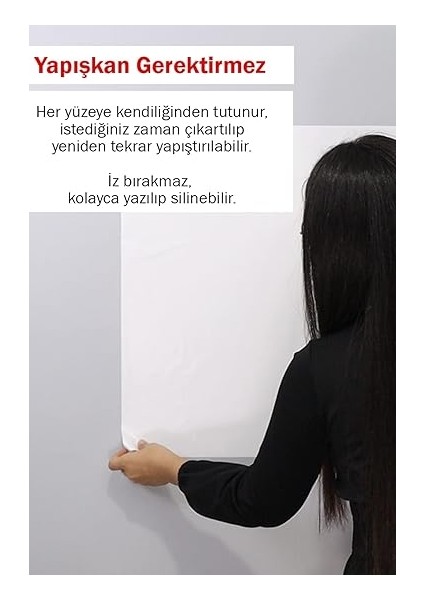Tanıtım Beyaz, 2 Adet Yapışkansız Tutunan, Statik, Inovatif, Pratik Yazı Tahtası, Elektrostatik Kağıt (Centimeters, 100 cm x 120 Cm) fiyatları