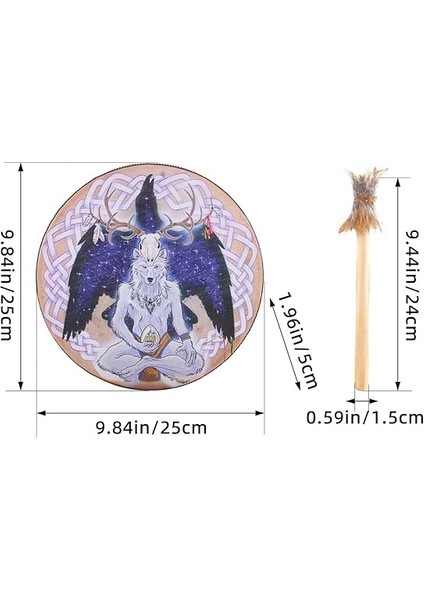 Davul, Yetişkinler Için Şaman Davul, 9 Inç Sound Healer Enstrümantal Şaman Davul – Manevi Müzik Için Kurt Kafası Tasarımlı El Tamburu, Refleks Meditasyonu indirimleri