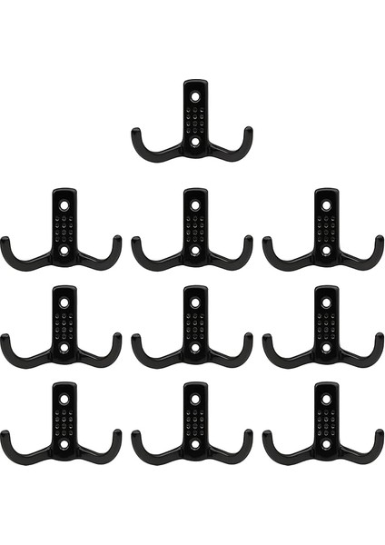 Noktalı Vestiyer Duvar Askısı Dolap Elbise Askılığı Siyah Metal Askı (10 Adet)