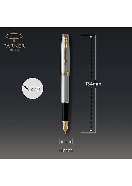 Sonnet Paslanmaz Çelik Altın Tasarımlı Dolma Kalem, Orta Kalınlıkta Uç, Mavi Mürekkep modelleri