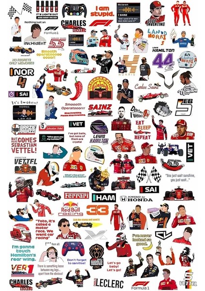 Major Selection Formula 1 Ralli Pilotları Laptop Notebook Telefon Kılıfı Sticker Paketi fiyatları