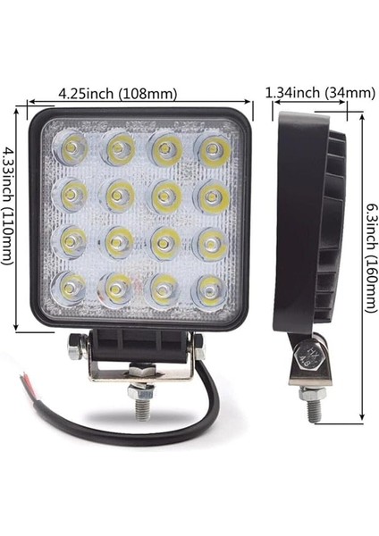 Adet 16 Ledli Off Road Çalışma Lambası/projektör 48WATT 12V / Yugo fiyatları