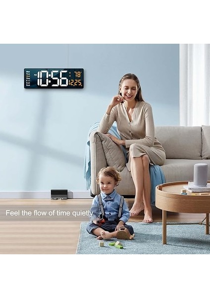 Duvar Saati Büyük Ekran, 40 cm Büyük Duvar Saatleri, Oturma Odası Dekoru Için Uzaktan Kumandalı LED Dijital Saat, Otomatik Parlaklık Kısıcı, Tarih Hafta Sıcaklığı ile Büyük Saat (Turuncu) fırsatları