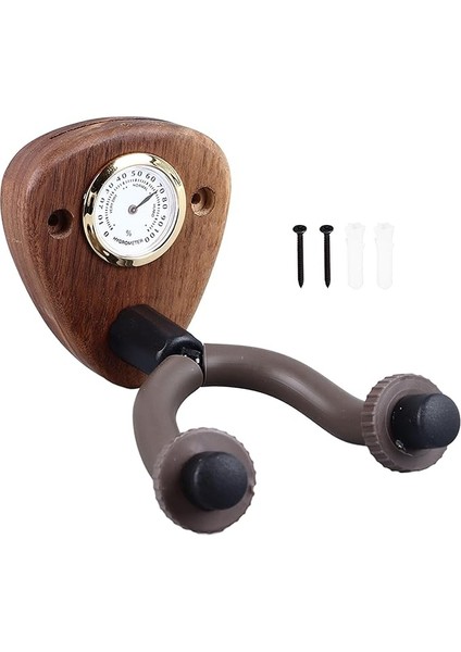 Duvara Monte Gitar Kancası, Ince Işlenmiş Gitar Kancası, Güçlü Depo Ahşabı, Kaymaz, Bas Için Higrometre ile (Koyu Renk)
