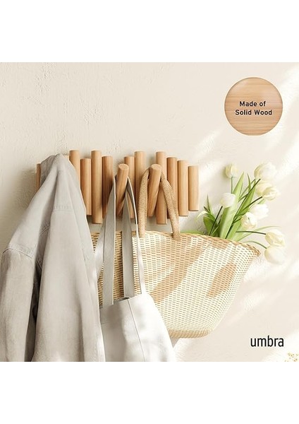 Picket 5 Gardırop Askısı, Gardırop Çubuğu ve Modern Duvar Dekoasyonu Cilalı Çam Ağacından Doğal fiyatları