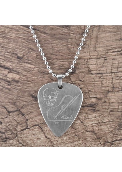 Paslanmaz Çelik Kolye Gitar Müzik Notalı Kafatası Hediye Aksesuarı (Kafatası)