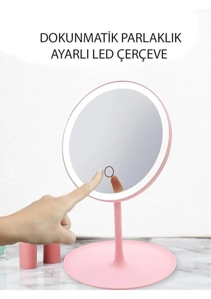 Dokunmatik LED Işıklı Usb'li Yuvarlak Masa Üstü Makyaj Aynası: Aydınlatmalı ve Portatif Tasarım modelleri