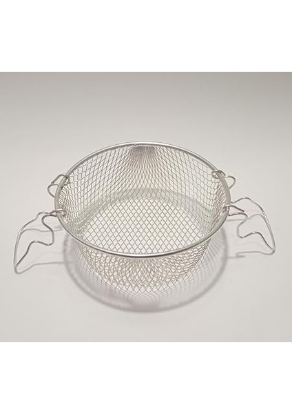 Paslanmaz Çelik 20CM Fritöz Sepeti Fonksiyonel Çift Kulp Kızartma Teli Pratik Cips Kevgiri