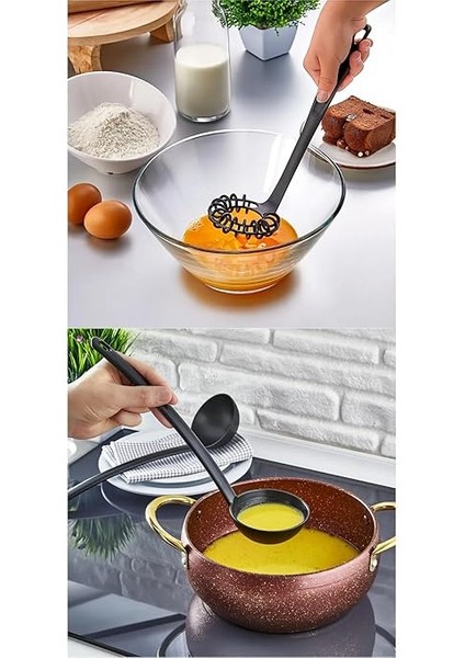 9 Parça Yanmaz Yapışmaz Teflon Kaplama Servis Seti Kepçe Kevgir Spatula Kaşık Plastik Servis Takımı indirimleri