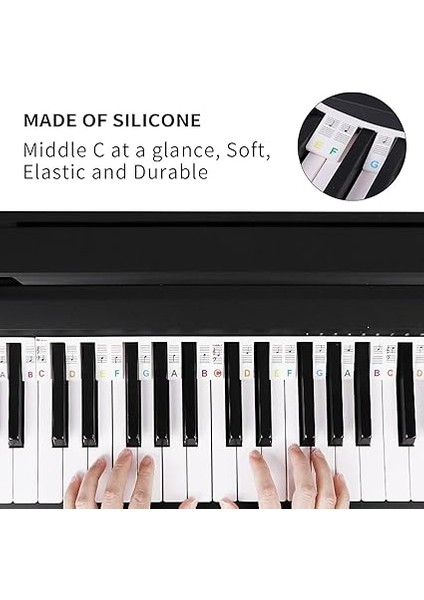 Çıkarılabilir Piyano Tuş Notları Kılavuzu: 61 Tam Boyutlu Tuş, Silikon Piyano Klavyesi Çıkartması, Saklama Kutulu, Çocuklar ve Yetişkinler, Yeni Başlayanlar, Öğrenme Için (61 Tuş) modelleri