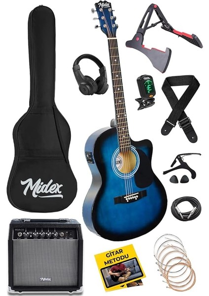 RG-560BL-AMP Mavi Amfili Elektro Akustik Gitar Full Set
