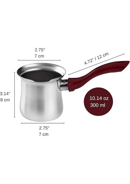 Celik Cezve, 300 ml Paslanmaz Celik Cezve, Kirmizi Kulplu Cezve, Tereyagi Sosu, Cikolata Sosu, Bitki Cayi Hazirlamak, Sut Isitmak Icin Uygun Sos Cezve Seti (Cezve, Kirmizi Sap) modelleri