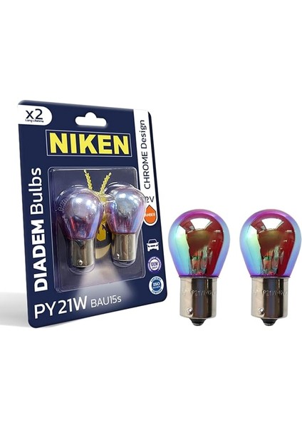 PY21W 93 Turuncu Amber Chorome Diadem BAU15S, 12V, 2'li Paket