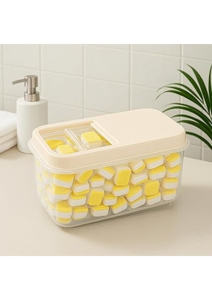 Lt Mega Banyo Düzenleyici Kayar Kapaklı Etiketli Toz Tablet Deterjan Saklama Kutusu fiyatları