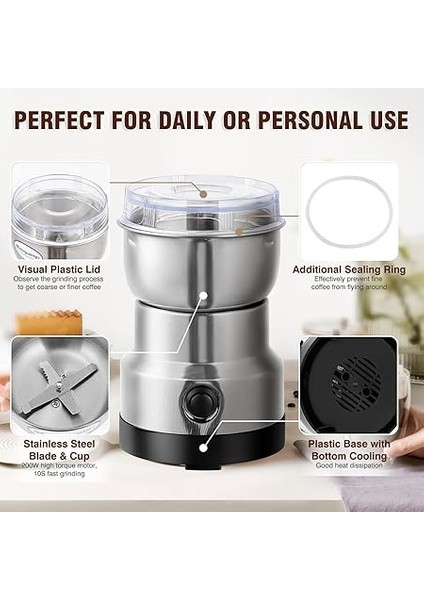 Mini Baharat Kahve Öğütücü Elektrikli Hızlı Öğütücü Çok Işlevli Parçalama Makinesi Kuru Tahıl Değirmeni Baharat Tohumları Pirinç Çekirdeği Çeşniler Için fırsatları