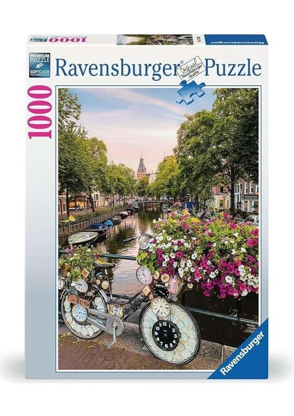 Puzzle 17596 - Amsterdam'da Bisiklet ve Çiçekler - 1000 Parçalı
