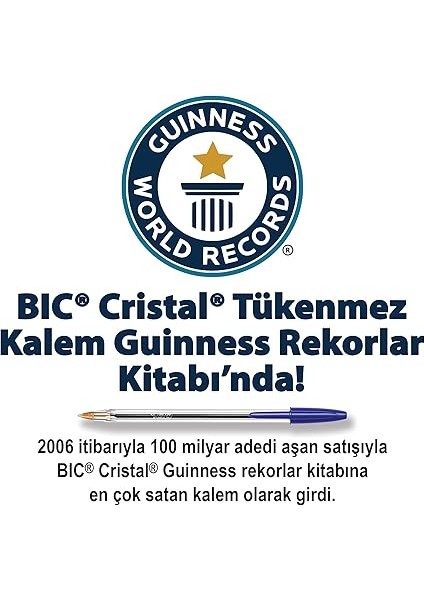 Cristal Medium Tükenmez Kalem Mavi 50'li Kutu, 1.0 mm Orta Kalınlıkta Uç, Şeffaf Gövde, Delikli Kapak fırsatları