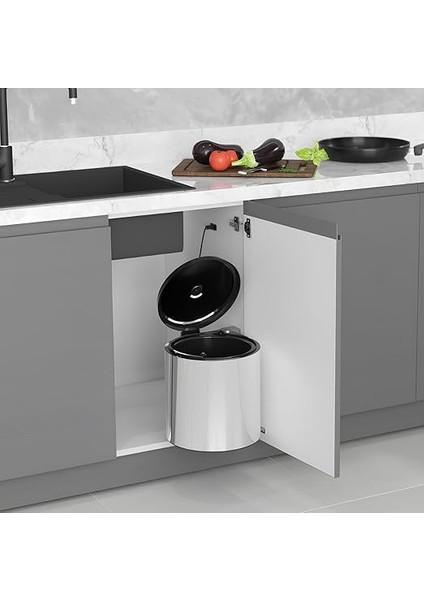 S-2251-SS Krom Paslanmaz Çöp Kovası 10 Lt