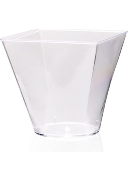 Kübik Prizma Kase Mika Plastik Şeffaf Kapaklı Sunum Kabı 24 Lü 240 cc fırsatları