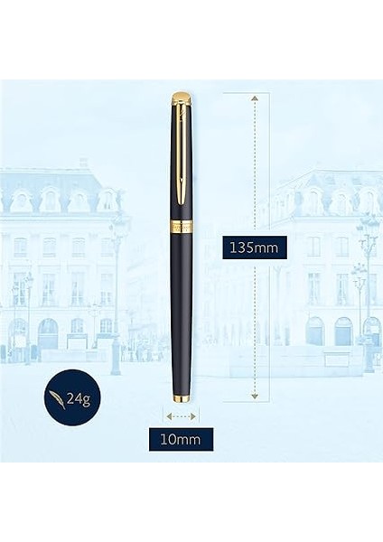 Hémisphere Dolma Kalem | 23 Ayar Altın Süslemeli Mat Siyah | Orta Uçlu Dolma Kalem | Mavi Mürekkep | Hediye Kutusu modelleri