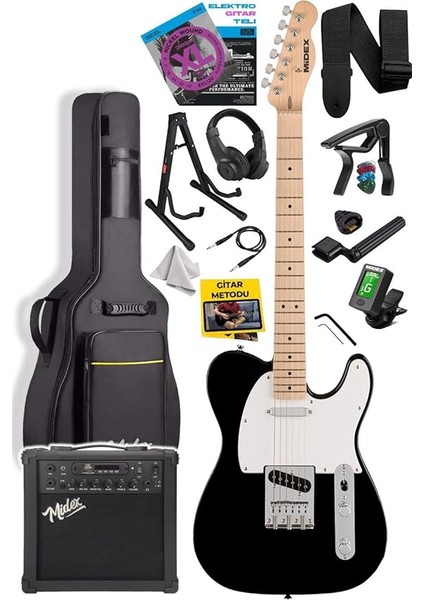 TLX-50WB-25AMP Tele Kasa Maple Klavye 2 Single-Coil 25W Amfili Elektro Gitar