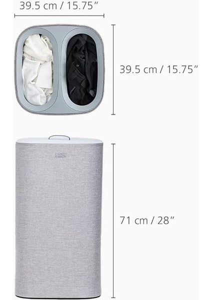Joseph Tota 60 Litre Çamaşır Ayırma Sepeti, Gri fiyatları