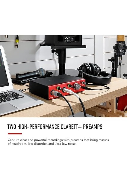 Clarett 2+ USB Ses Kartı: Müzik Prodüksiyonu Için Usb-C Bağlantılı Audio Arayüzü, Iki Profesyonel Kalite Pre-Amplifikatör ve Güçlü, Şeffaf Kulaklık Çıkışları/enstrüman Girişleri fiyatları