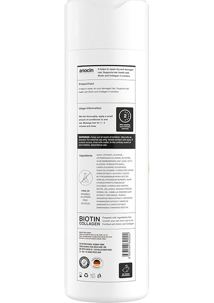 Bitkisel Sülfatsız, Tuzsuz, Biotin + Collagen Saç Kremi, Karşıtı Saç Kremi 250ML fiyatları