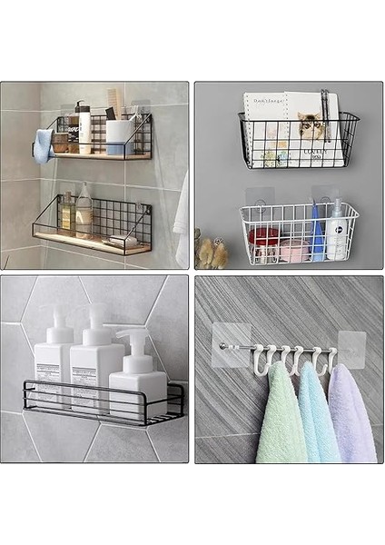 10'lu Su Geçirmez Yapışkanlı Raf Askısı - Duş Köşe Rafı ve Sabunluk Asma Kancası - 2,5 kg Taşıma Kapasiteli Şeffaf Klips - Seramik, Cam, Mermer, Metal Uyumlu - Delmeden Asma Aparatı fiyatları