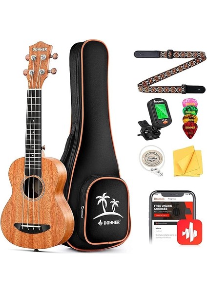 DUC-100 Concert Ukulele Mahogany Ukulele Paketi