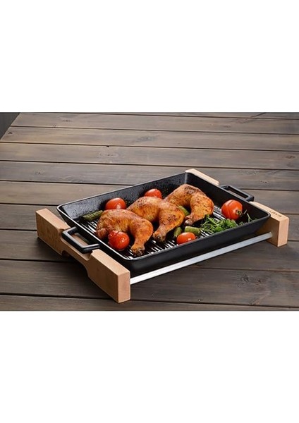 Metal Kulplu Döküm Izgara Tava, 26X32 Cm, Siyah fiyatları