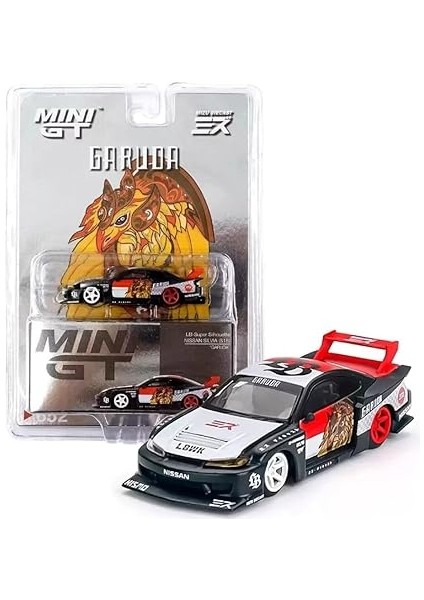 Miniatures Nissan Silvia S15 Lb Super Silhouette 1:64 Diecast Model Araba – Sağdan Direksiyon (Rhd), Beyaz/siyah Grafikler, Koleksiyonluk fırsatları