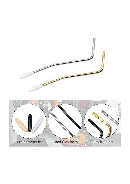 3 Pieces 5 mm Tremolo Arm Electric Guitar Tremolo Arm Thread Metal Single Tremolo Arm Whammy Bar Compatible With Stratocaster Electric Guitar Tremolo System(3 Sets Color) modelleri