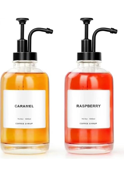 Home 2'li 500 ml Cam Sıvı Sabunluk ve Losyonluk Seti – Yüksek Kaliteli Krom Başlık, Şık Tasarım, Çok Amaçlı Kullanım Için: Kahve Şurubu, Sıvı Yağ, Sirke, Losyon ve Sıvı Sabun (Siyah, Yuvarlak)