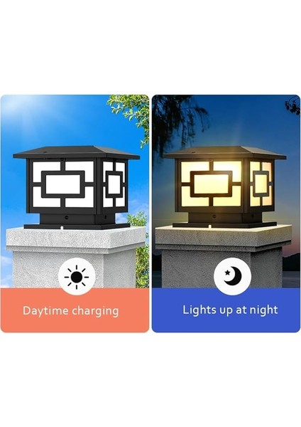 Solar Güneş Enerjili 10W Set Üstü Bahçe Aydınlatması, Su Geçirmez, 3200K-6500K, Sütun Üzeri Solar Küp Armatür, 2 Modlu (Beyaz-Gün Işığı), Veranda, Çit, Bahçe Duvarı Küp Aydınlatma 165×110 mm fırsatları