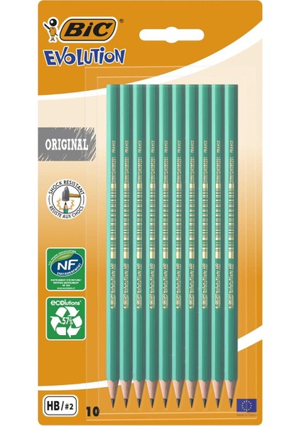Evolution Kurşun Kalem, 10'lu Blister, Kıymık Oluşturmaz, Çiğnemeye Karşı Dayanıklı, Kolay Açılır