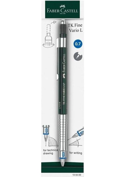 Vario Lüx Versatil Kalem, 0.7 mm Uç, Sertlik Ayarlı Metal Uç, Silgili, Ergonomik Tutuş, Yeşil