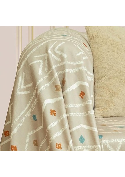 Concept Softmicro Boho Etnik Desenli Mikrofiber Koltuk Örtüsü ve Şalı, Kaymaz Bej 180X300 cm fırsatları