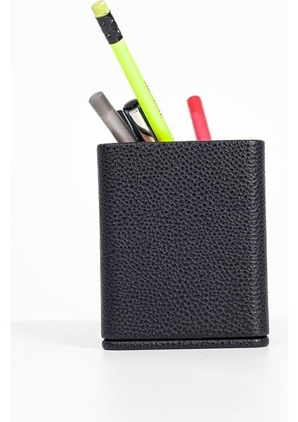 Office Masaüstü Kare Ahşap Detaylı Kalemlik Siyah modelleri