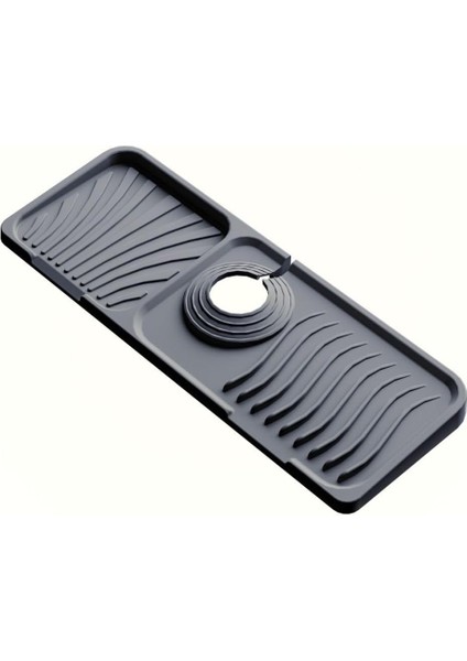 Home Musluk Matı Elastik Silikon Mutfak ve Banyo Için Lavobo Su Tutucu Musluk ve Batarya Matı, Gri