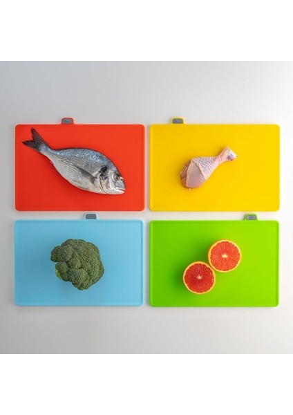1085 4'lü Kesim Panosu - Et Sebze Kesme Doğrama Tahtaları - Renkli
