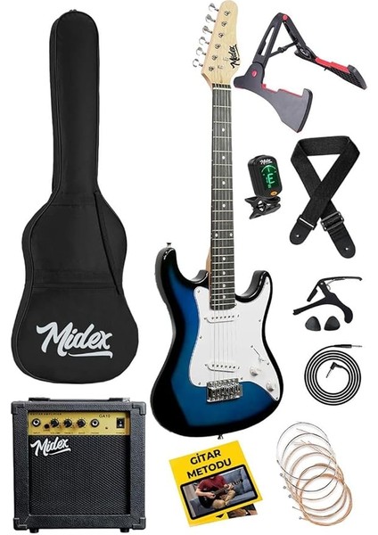 CEG-36BL 8-12 Yaş Çocuklar Için Amfili Full 3/4 36 Inç Elektro Gitar Seti Blue