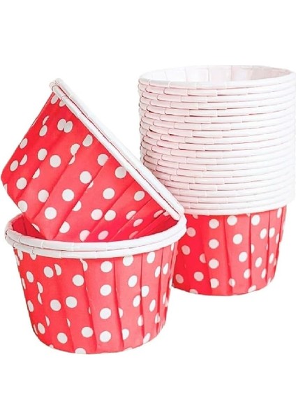 Hediye Sepeti 50'li Kırmızı Puantiyeli Muffin Kek Kalıbı, Kek Kapsülü Cupcake Kalıbı, Airfryer Uyumlu modelleri