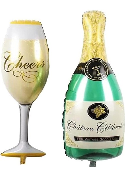 Dev Boy Şampanya Kadeh Folyo Balon Seti