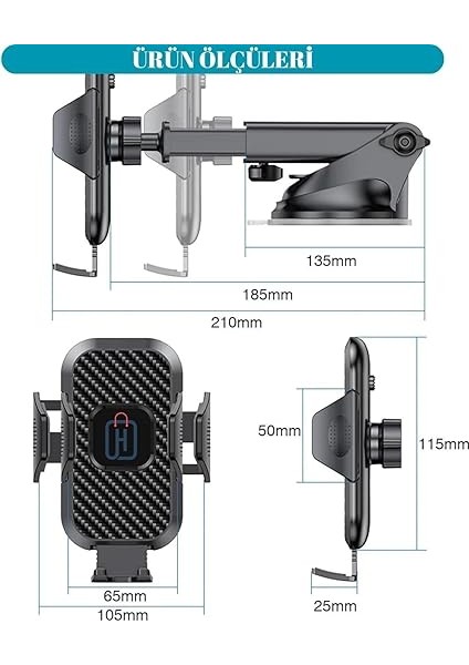 Hb-01 Otomatik Klipsli Araba Telefon Tutucu Ayarlanabilir Cam ve Torpido Için Yüksek Kalite Tutucu modelleri
