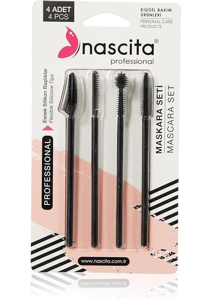 4'lü Silikon Tasarım Maskara ve Kaş Şekillendirme Fırçası
