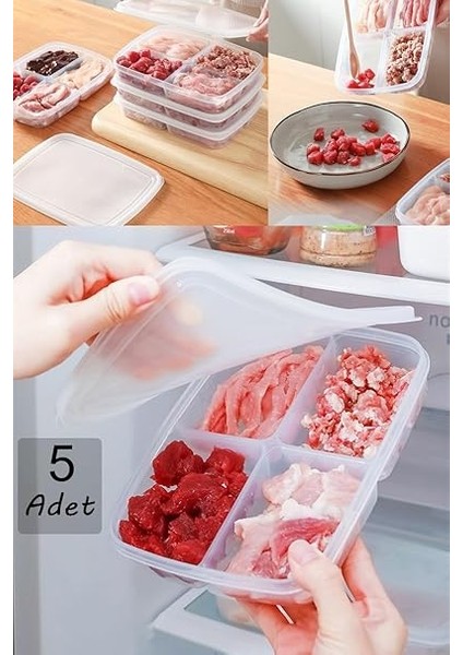 Adet 400 ml 4 Bölmeli Mini Dondurulmuş Öğünlük Et ve Sebze Saklama Kabı- Buzluk Kıyma Organizeri modelleri