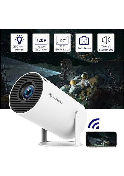 NP315PLUS 4K ANDROID11 Bt5.0 Wifi6 200ANSI Lümen Ios/android Taşınabilir Akıllı LED Projeksiyon modelleri