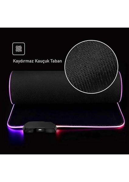 Rgb Mouse Pad 80X30 Cm, 4 mm Kalınlık, Parlak Su Geçirmez Yüzey, Oyuncu Gaming Xxl Mausepad, 14 Farklı Renk Modu (Parlak Siyah) indirimleri