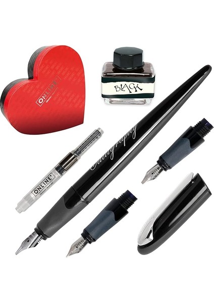 Kaligrafi Seti I Hediye Seti Best Writer I Güzel Yazı Dolma Kalemi I Dönüştürücülü Yazma, Siyah